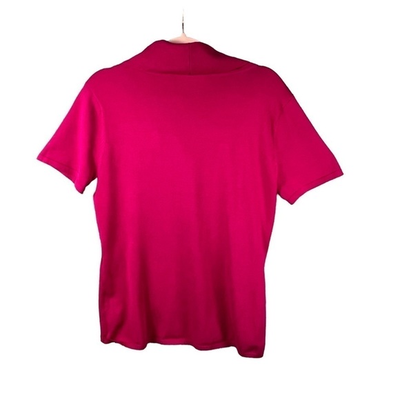 Alex Marie Sweater Fuchsia Silk blend short Sleeve Cowl Neck Women's Size Large - Picture 2 of 9